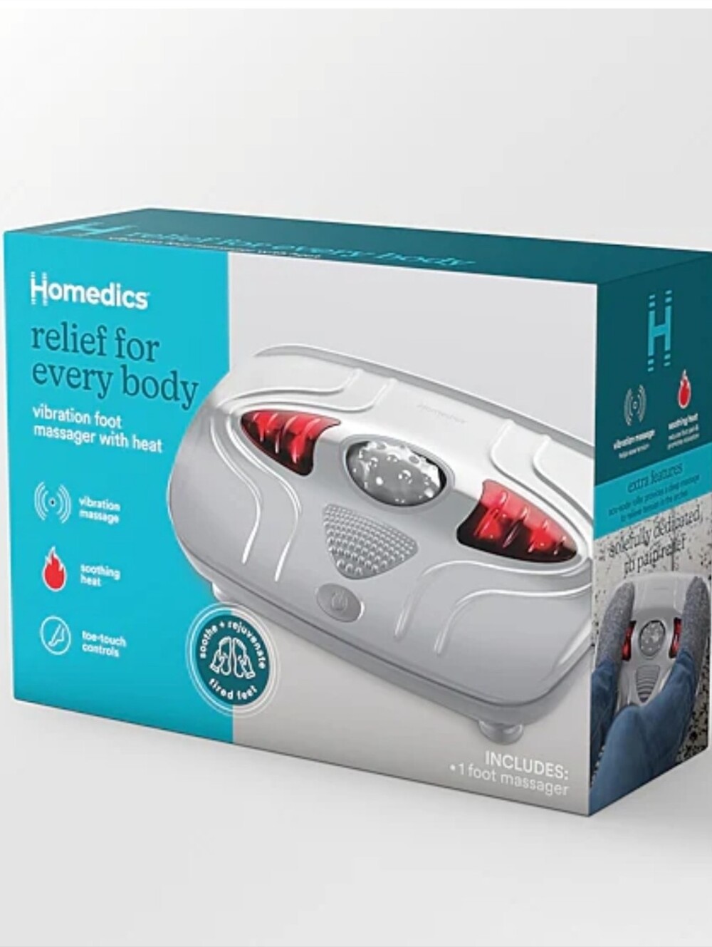 Homedics White Vibration Foot Massager with Heat - Relief for Every Body